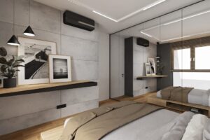 Projekt sypialni w loftowym mieszkaniu w Warszawie