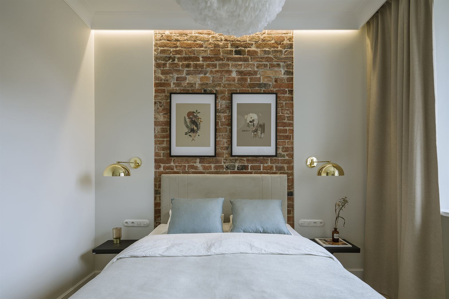 Projekt klasycznej i nowoczesnej sypialni w mieszkaniu w Warszawie