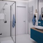 Projekt niebieskiej łazienki w mieszkaniu w Warszawie