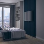 Projekt niebieskiej sypialni w mieszkaniu w Warszawie