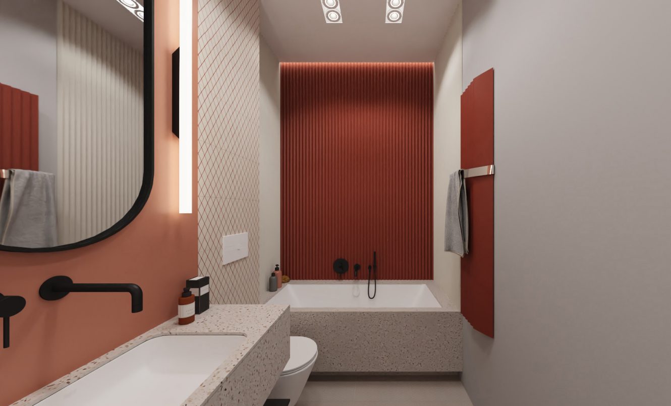 Projekt nowoczesnej i eleganckiej łazienki w mieszkaniu na warszawskich Bielanach