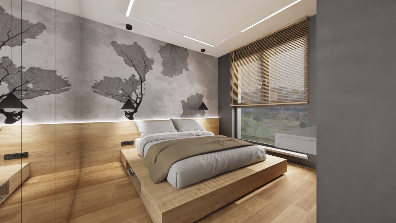 Projekt sypialni w loftowym mieszkaniu w Warszawie