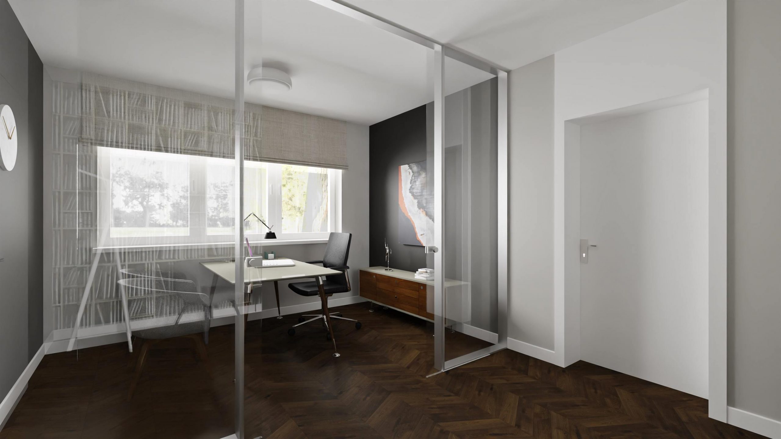 Projekt nowoczesnego pomieszczenia biurowego w Warszawie